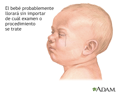 Preparación para un examen o procedimiento en un niño menor de un año